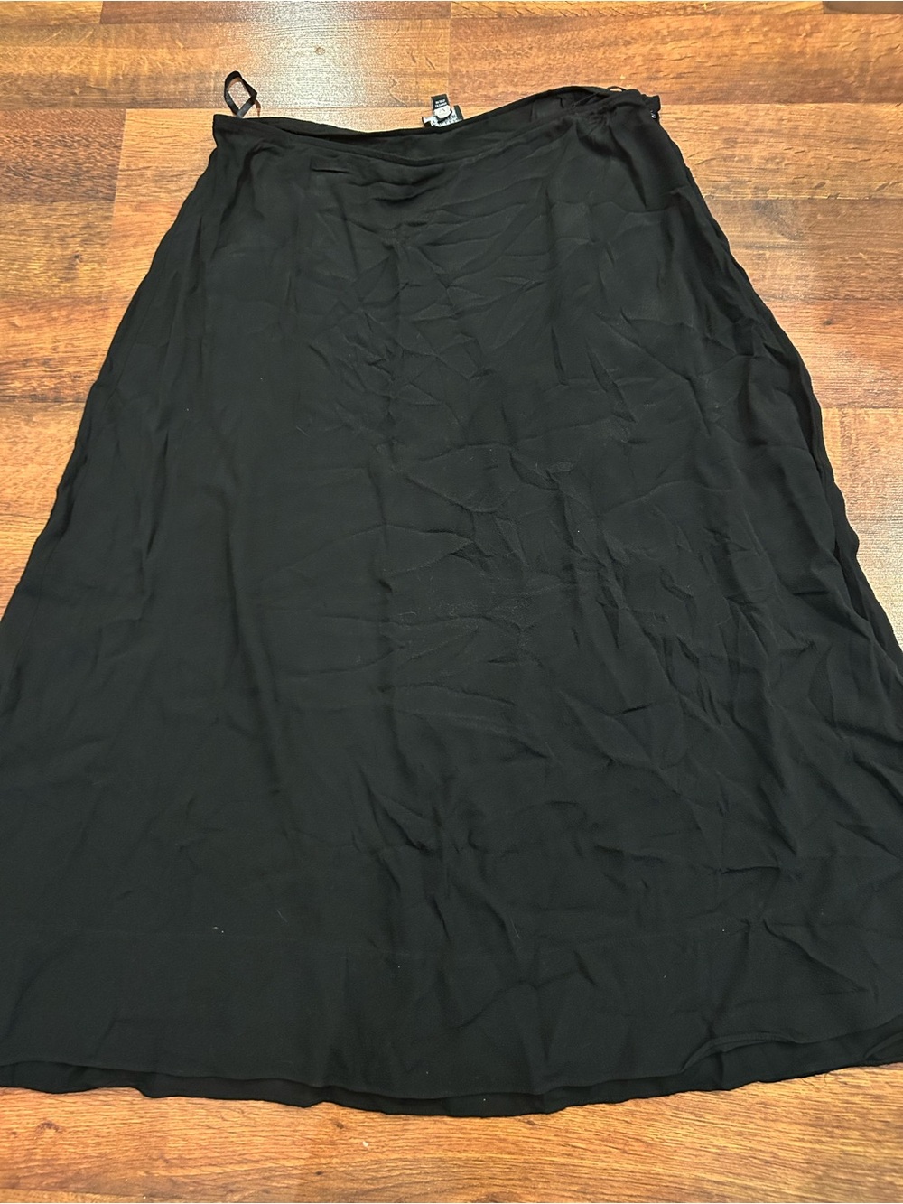 Eileen Fisher Black Midi Skirt Zipper Womens Large Minimalist Classic